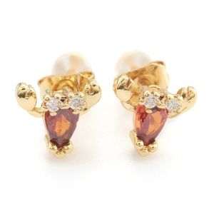 18K Gold Plated CZ Shrimp Stud Earrings